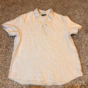 J. Crew Linen Blend Short Sleeve V Neck Shirt Women Size S Natural